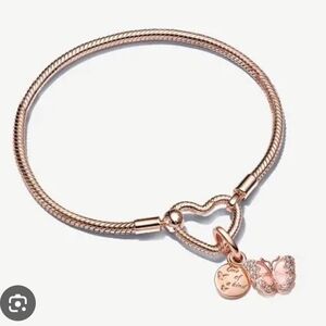Elegant PANDORA Rose Gold Bracelet with Charm